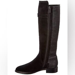 Aquatalia Black Over-The-Knee Textured Back Riding Gael Boot